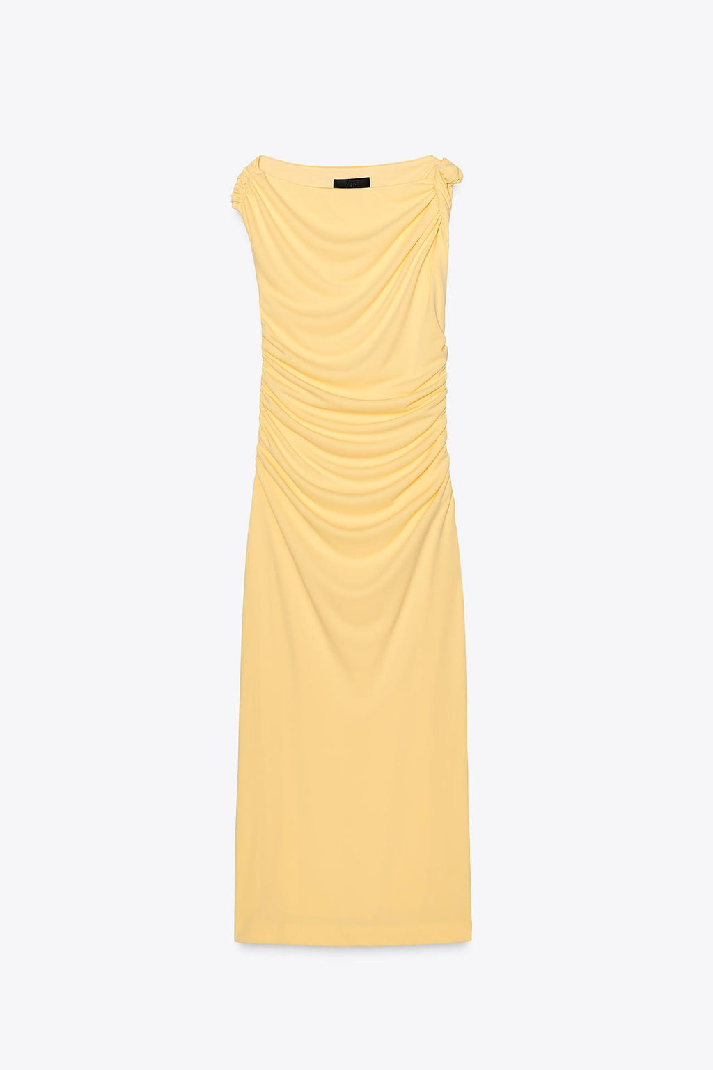 BUTTER YELLOW ASYMMETRIC MIDI DRESS