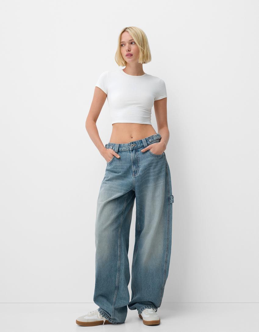 ADJUSTABLE HIGH WAISTED BALLOON FIT JEANS