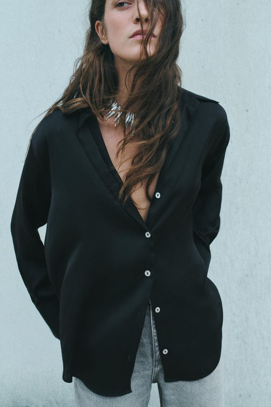 SATIN SHIRT- BLACK