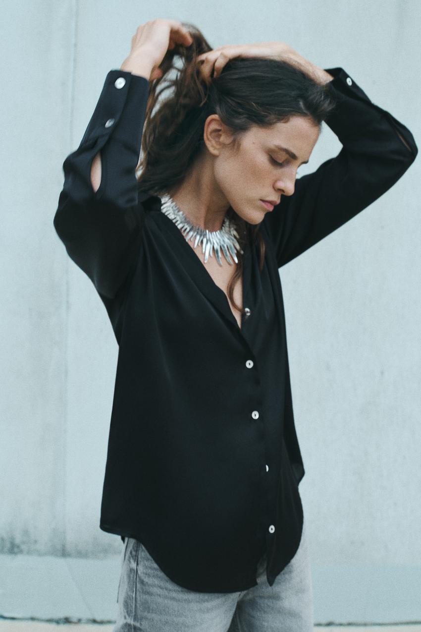 SATIN SHIRT- BLACK
