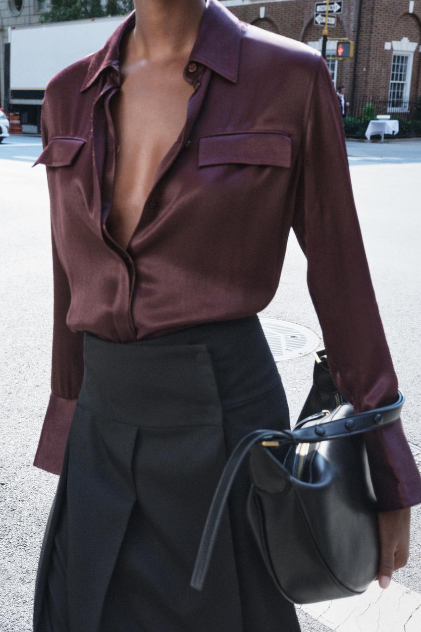 SATIN SHIRT WITH POCKETS