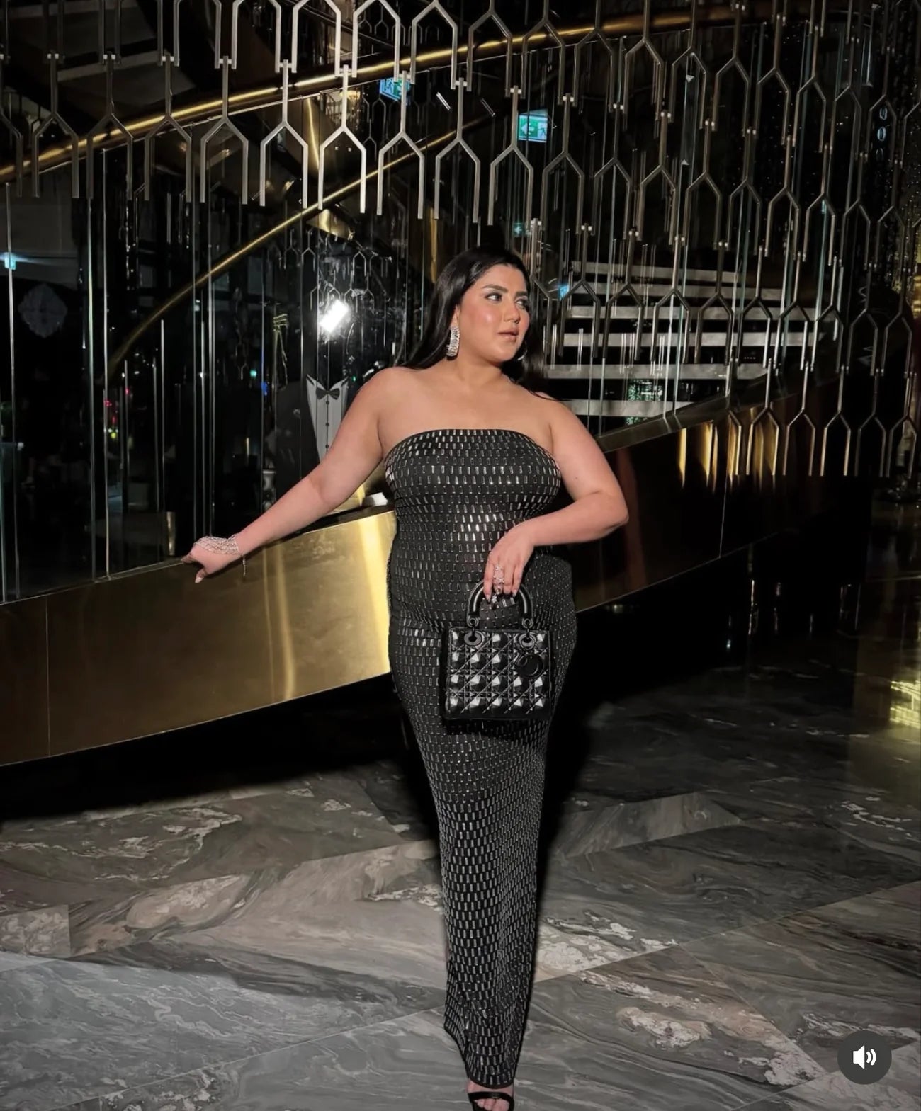 Midnight Mirage Stone Work Bodycon Party Wear Dress