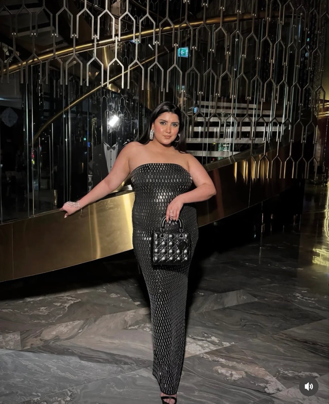 Midnight Mirage Stone Work Bodycon Party Wear Dress