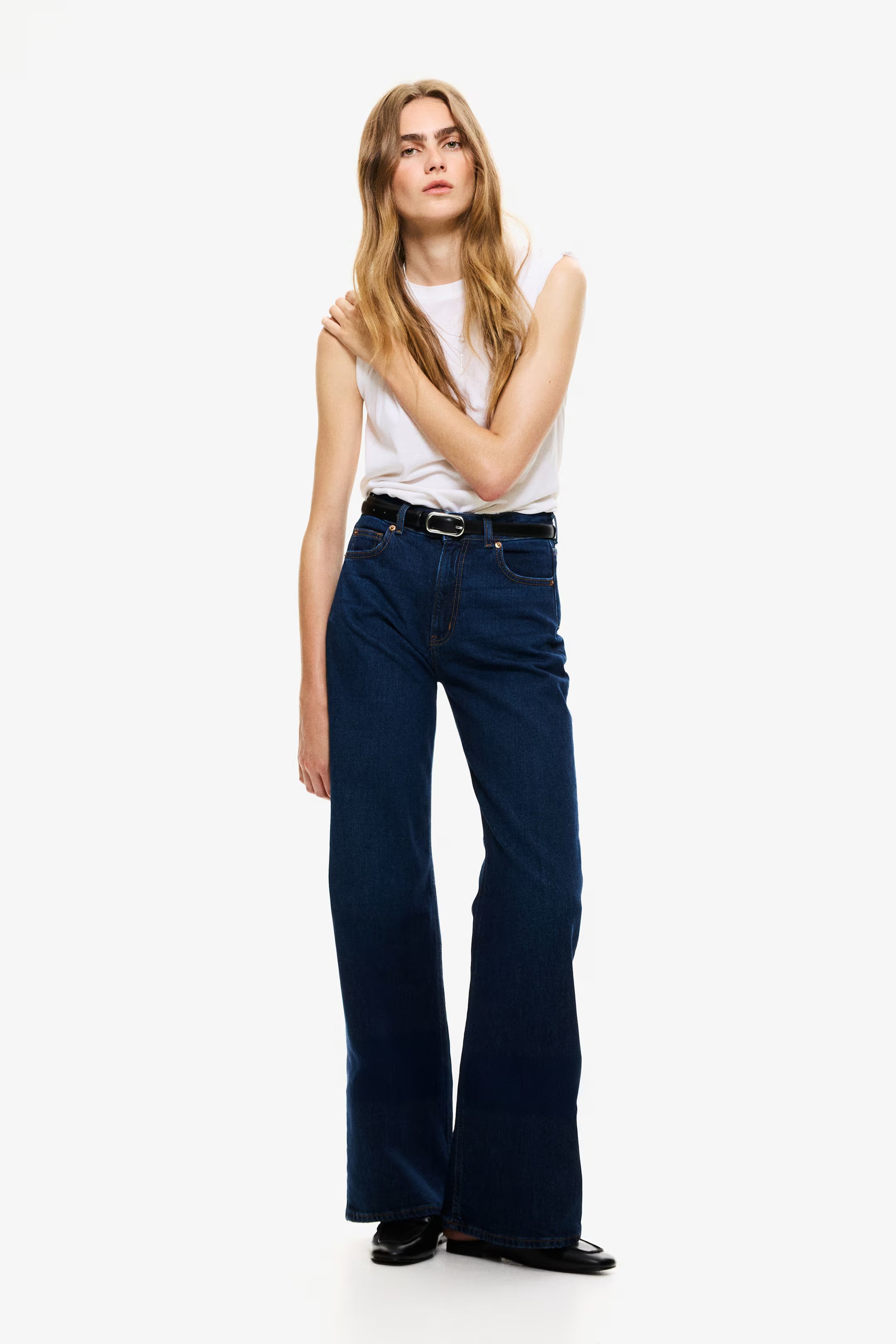 MID BLUE WIDE LEG DENIMS