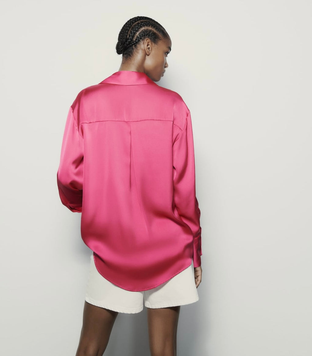 PINK SATIN SHIRT