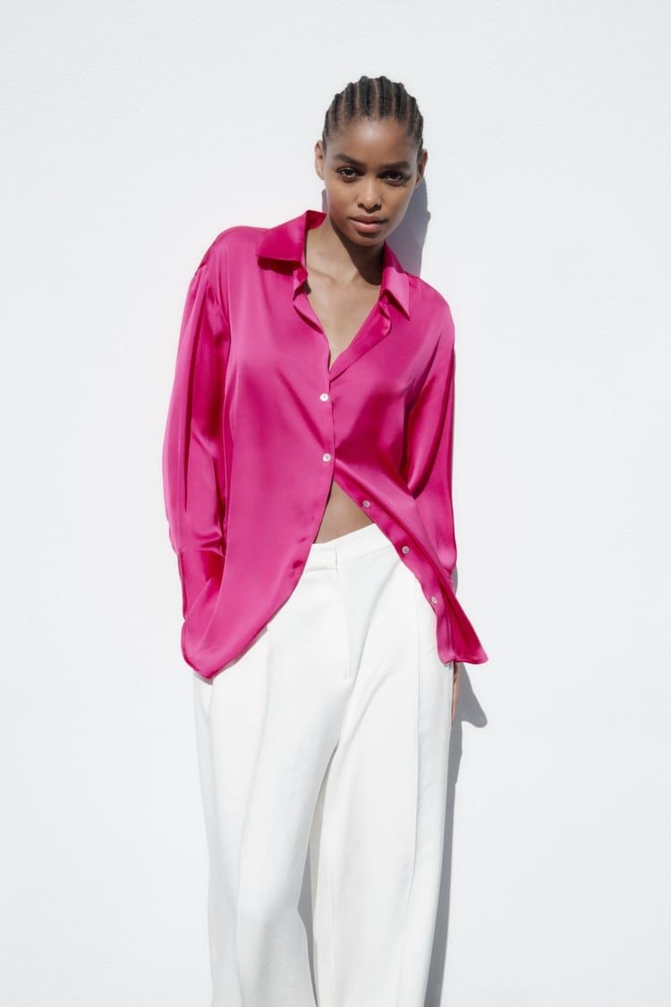 PINK SATIN SHIRT