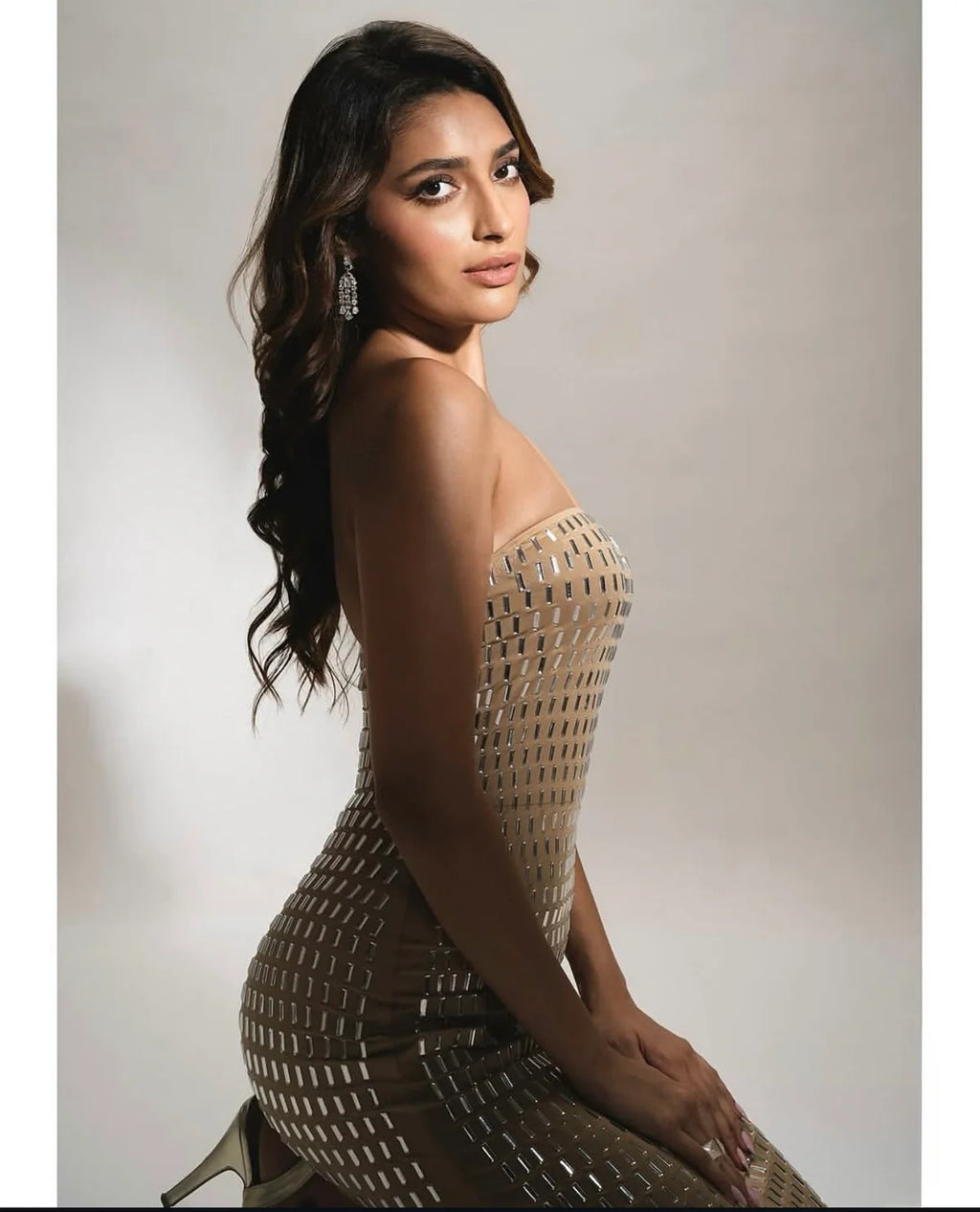 Midnight Mirage Stone Work Bodycon Party Wear Dress