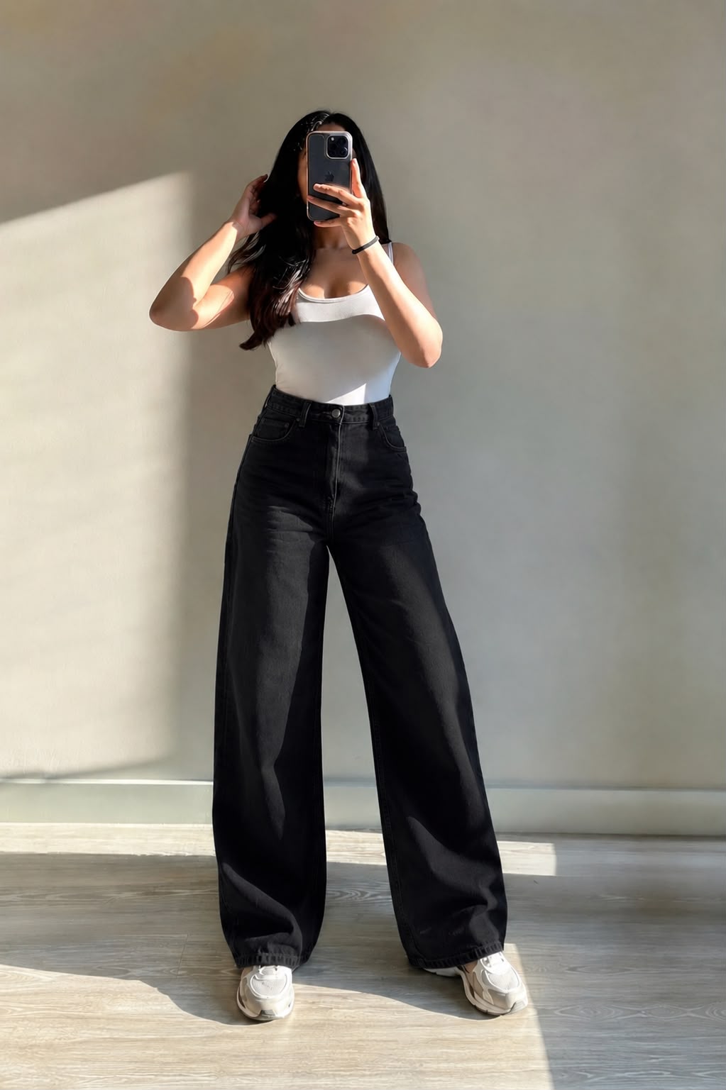 WIDE LEG DENIMS BLACK