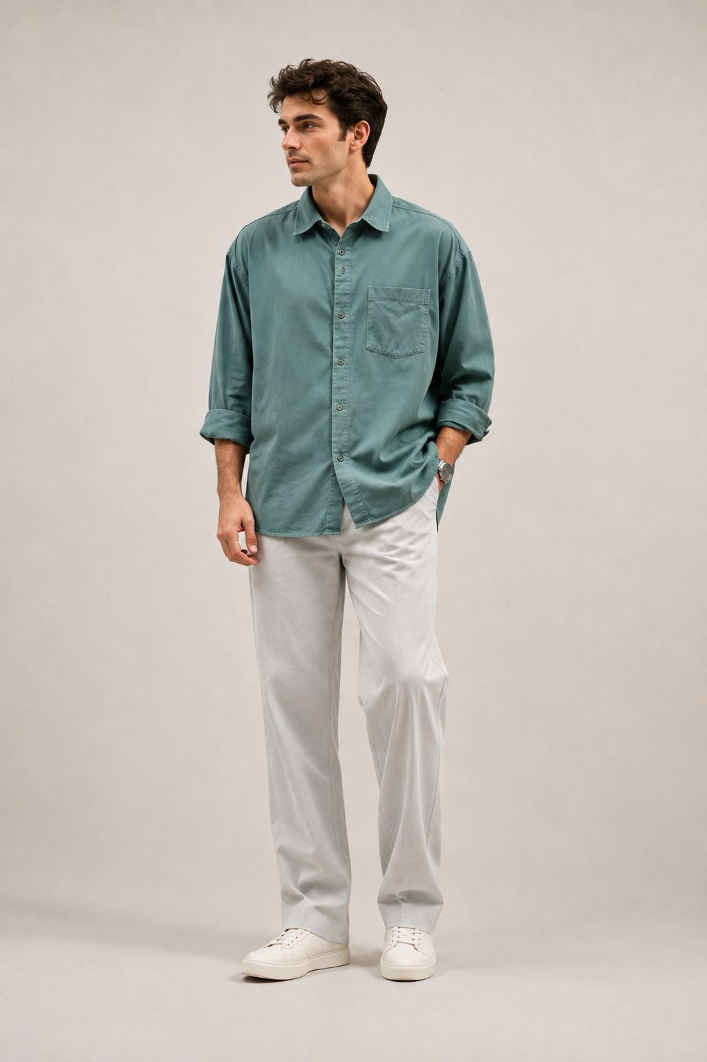 Men’s Green Twill Shirt Inspired by Virat Kohli
