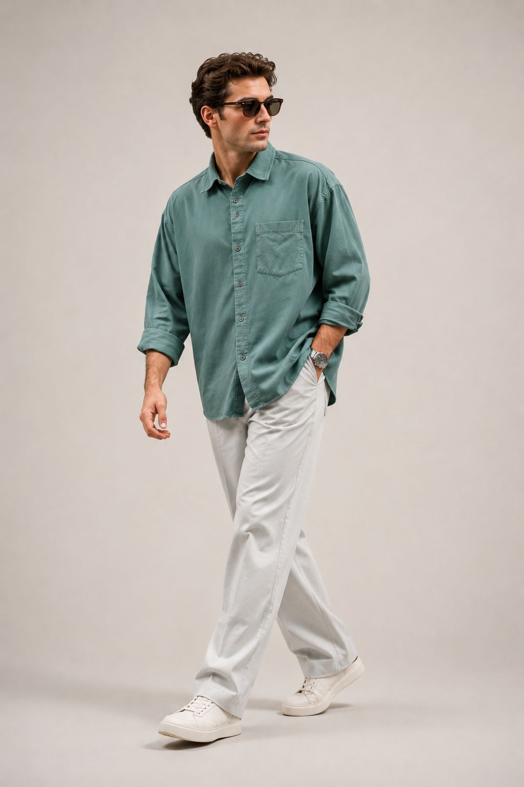Men’s Green Twill Shirt Inspired by Virat Kohli