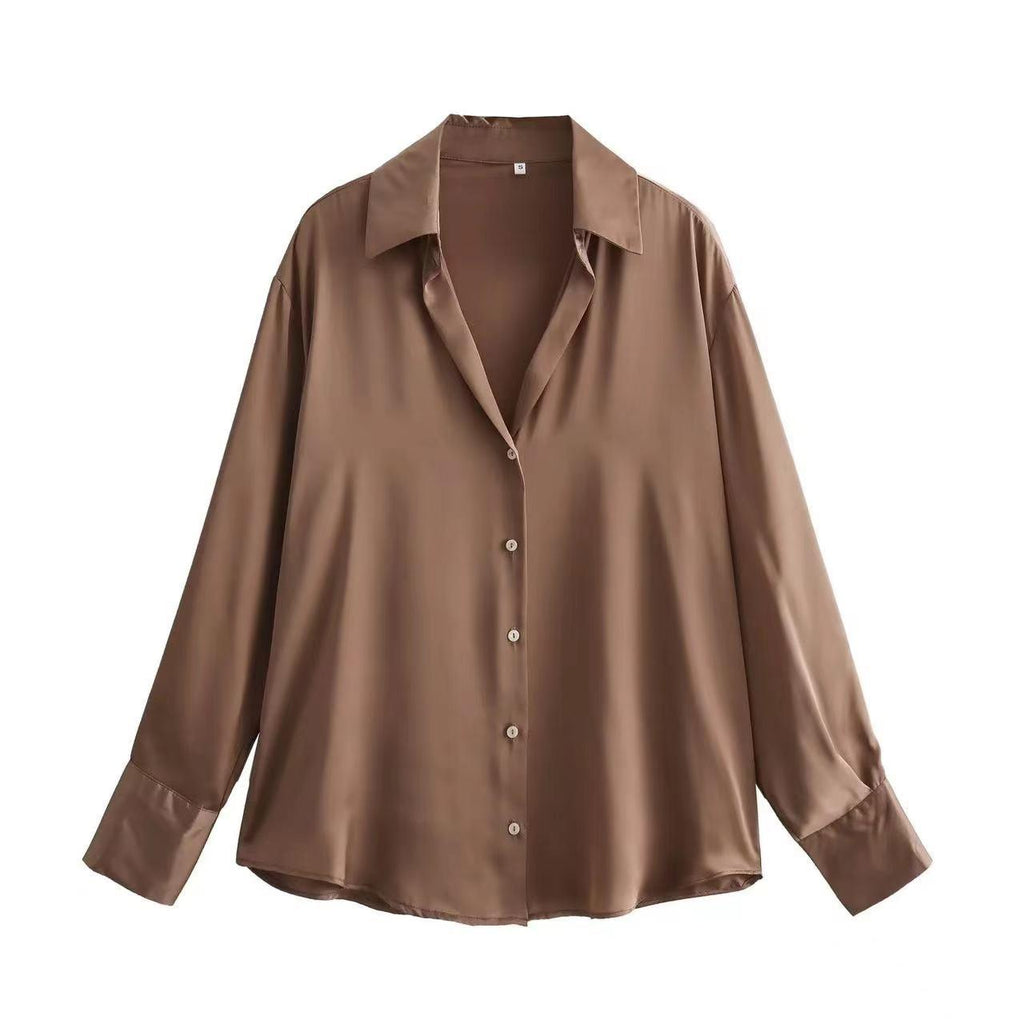 SATIN SHIRT- CHOCOLATE