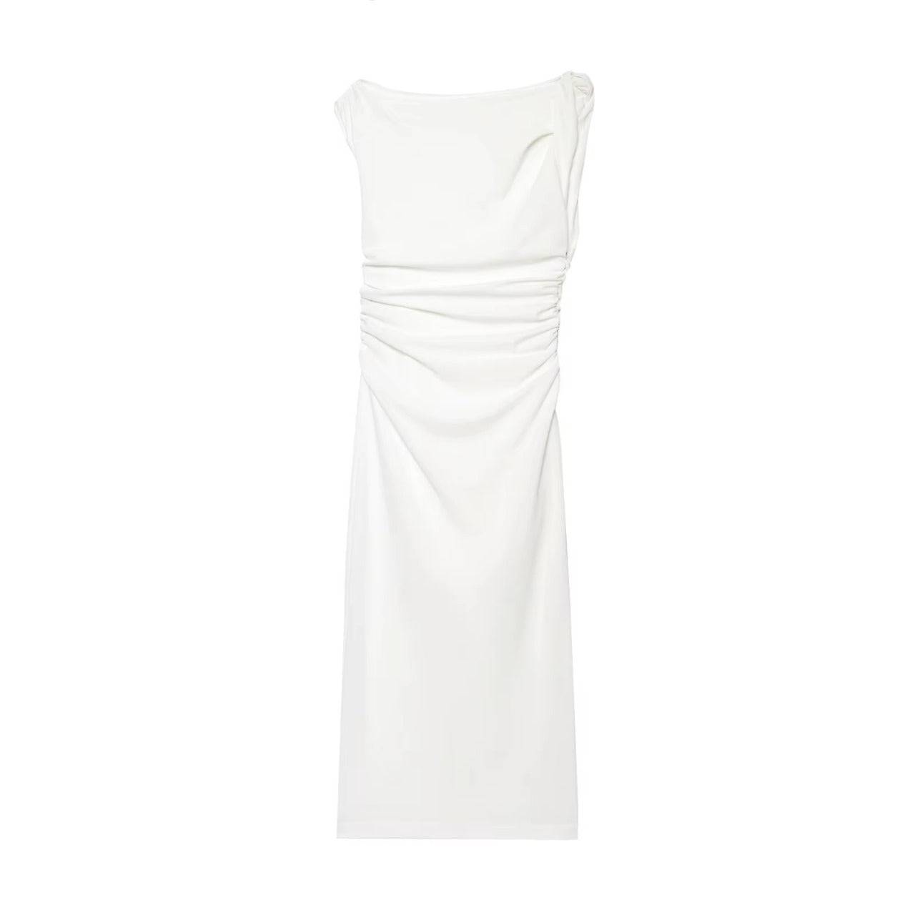 BUTTER YELLOW ASYMMETRIC MIDI DRESS