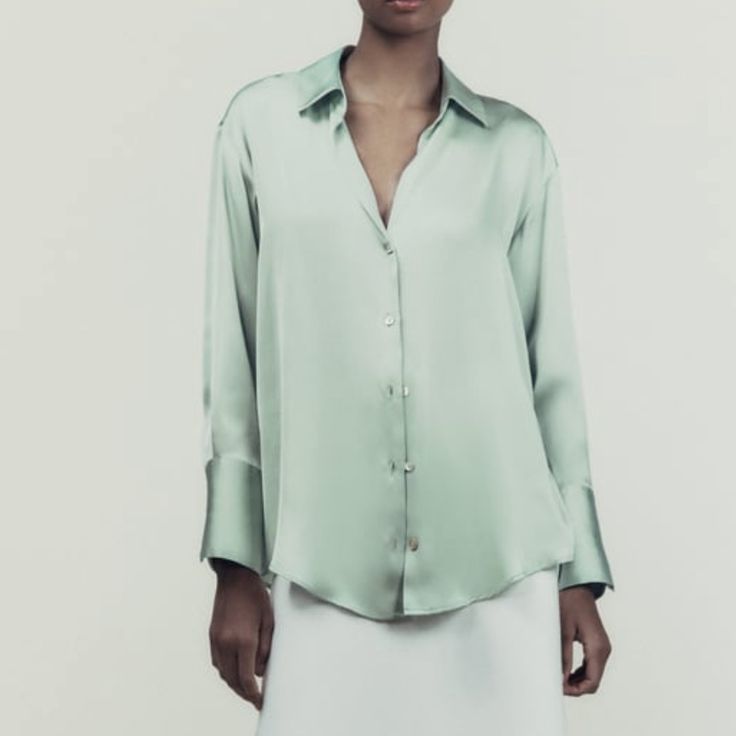 SATIN SHIRT- MINT