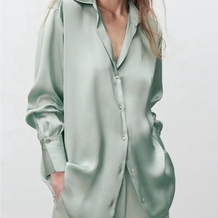 SATIN SHIRT- MINT
