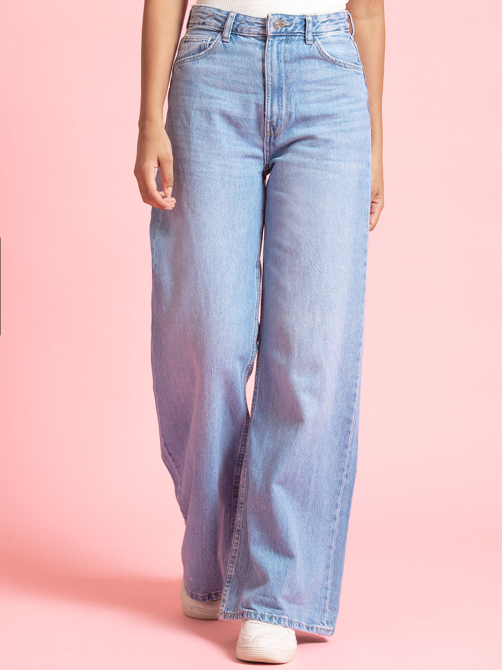 STONE WASH WIDE LEG DENIMS