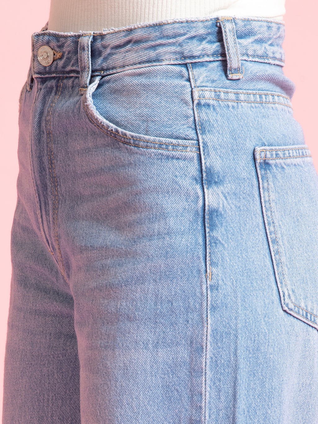 STONE WASH WIDE LEG DENIMS