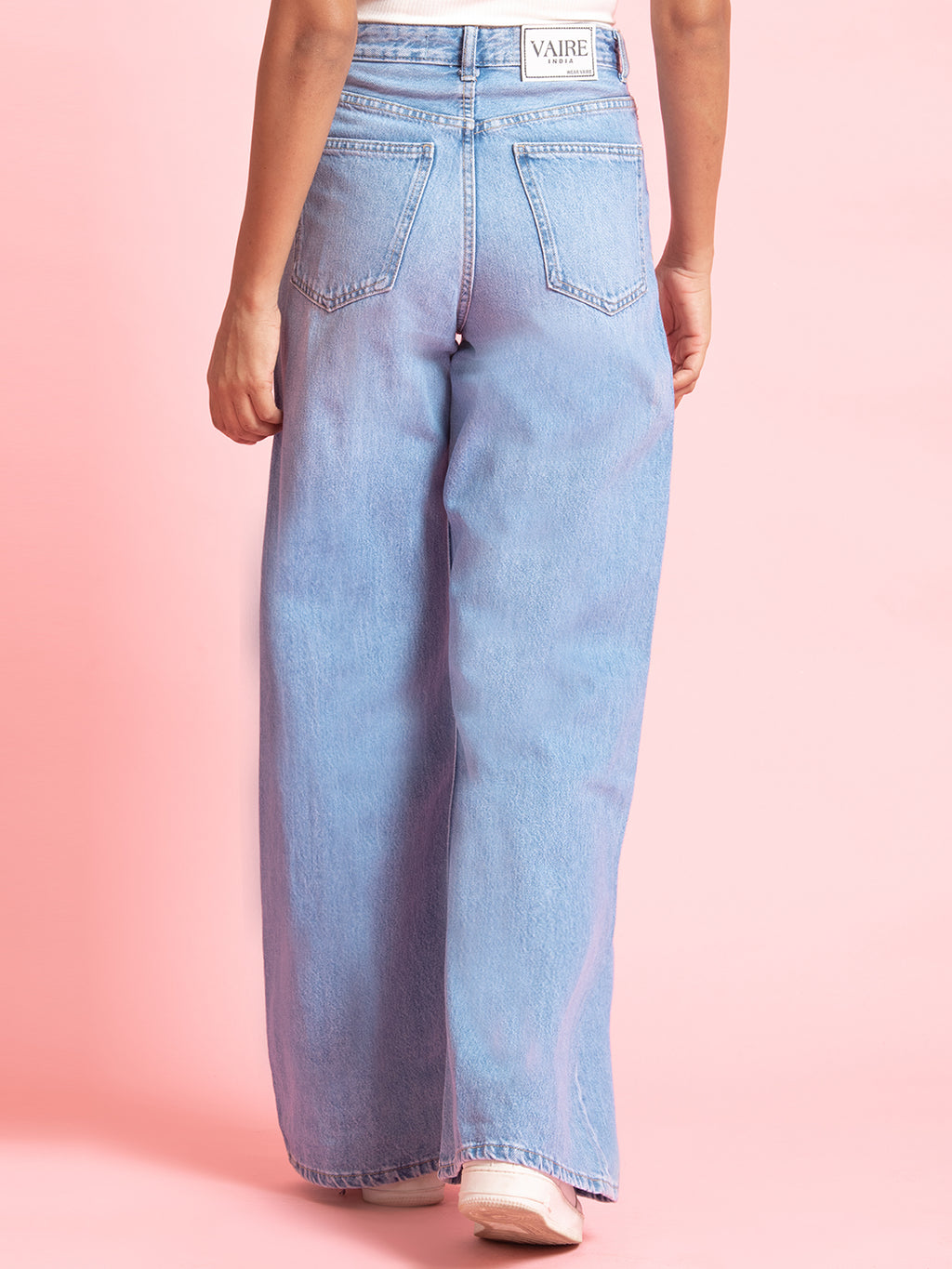 STONE WASH WIDE LEG DENIMS