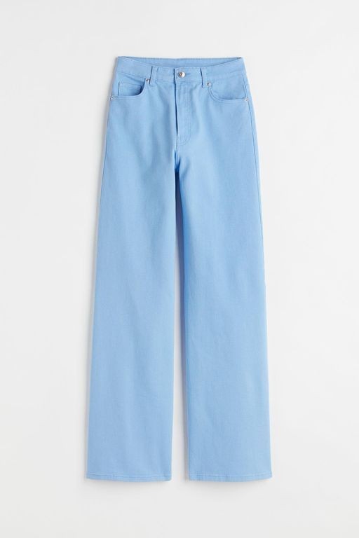 Wide leg twill pants -mist blue