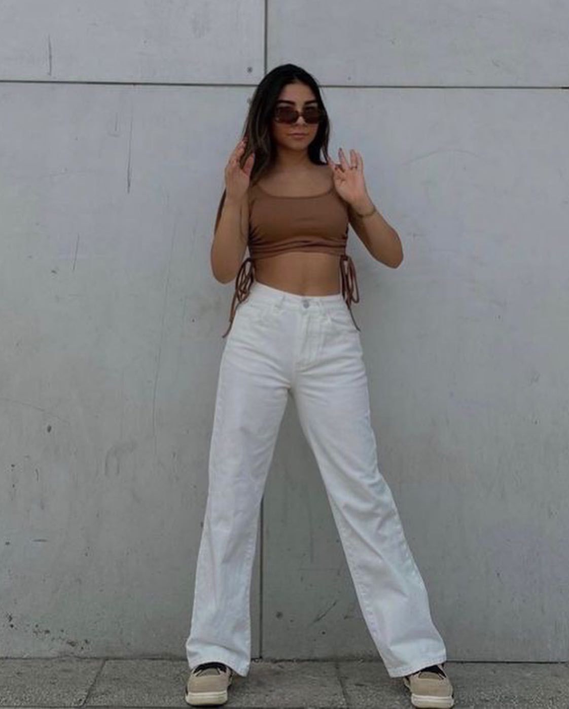 WHITE WIDE LEG DENIMS