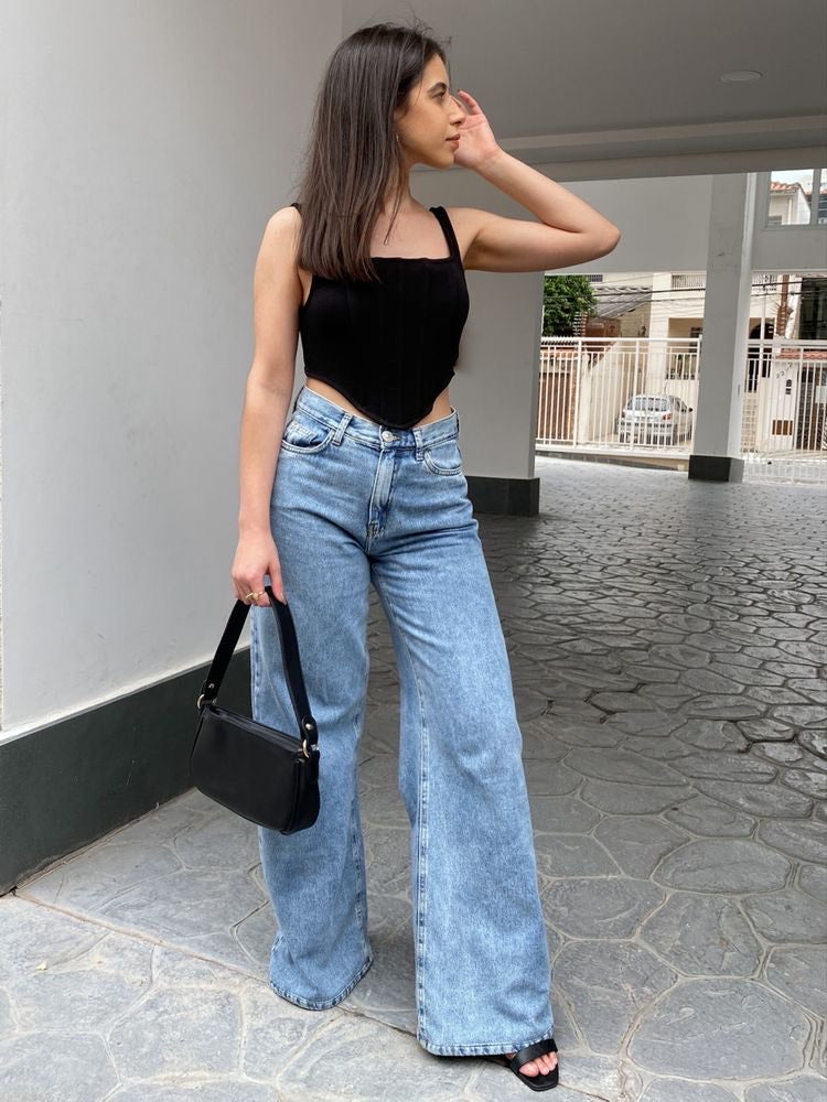WIDE LEG DENIMS-SLATE WASH