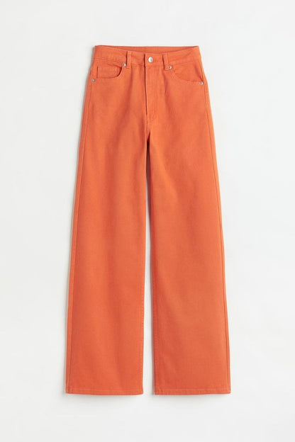 Wide leg twill pants-orange