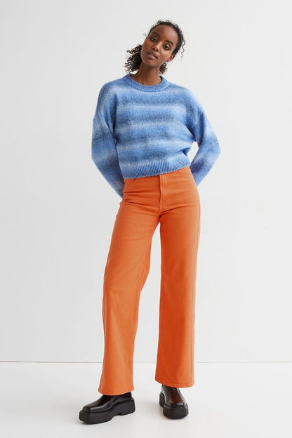 Wide leg twill pants-orange